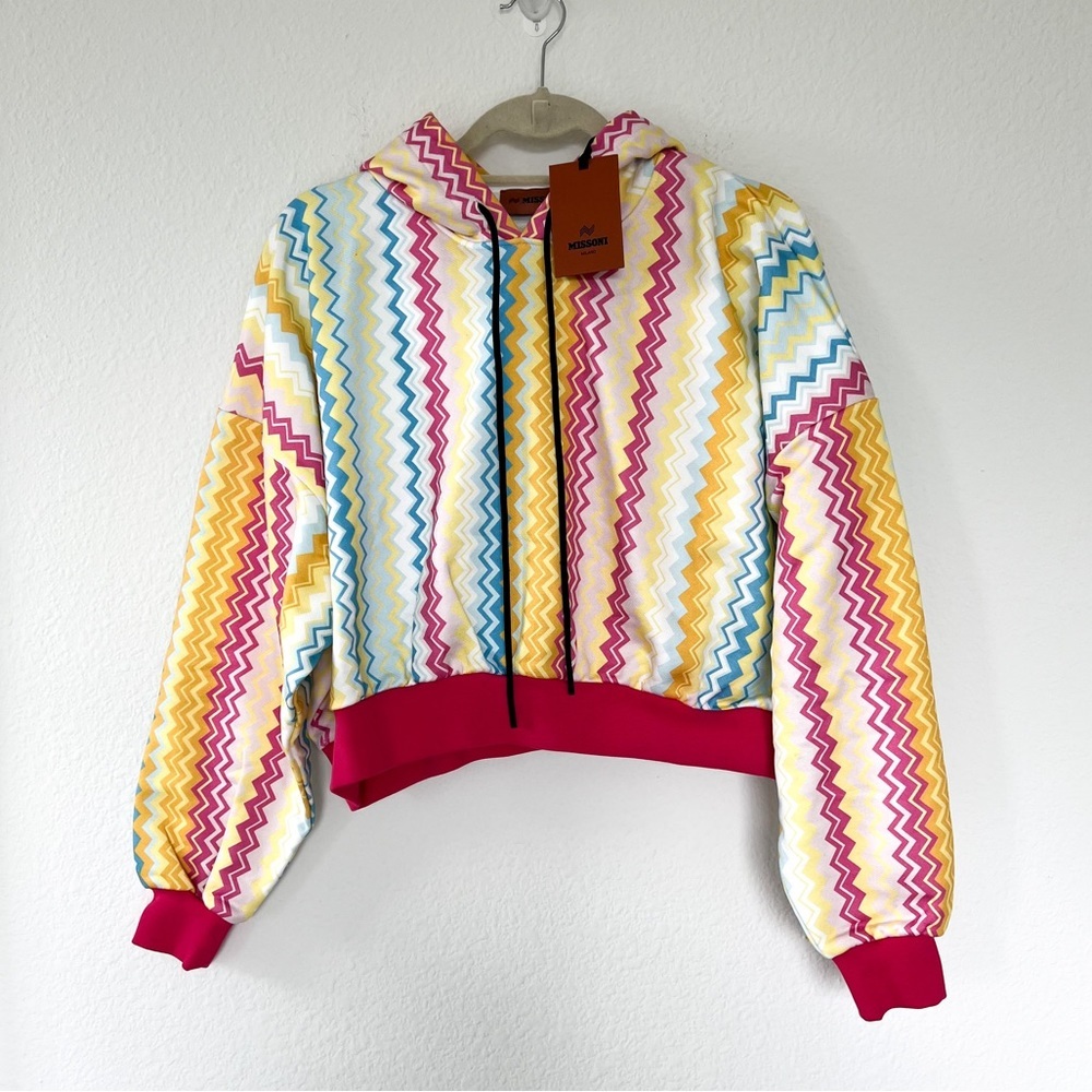 Missoni Chevron Print Cotton Crewneck Sweatshirt Hoodie NWT